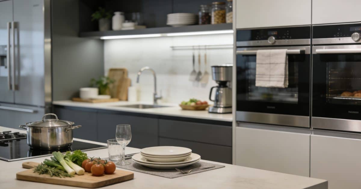 Cuisine moderne exposee dans un showroom Schmidt