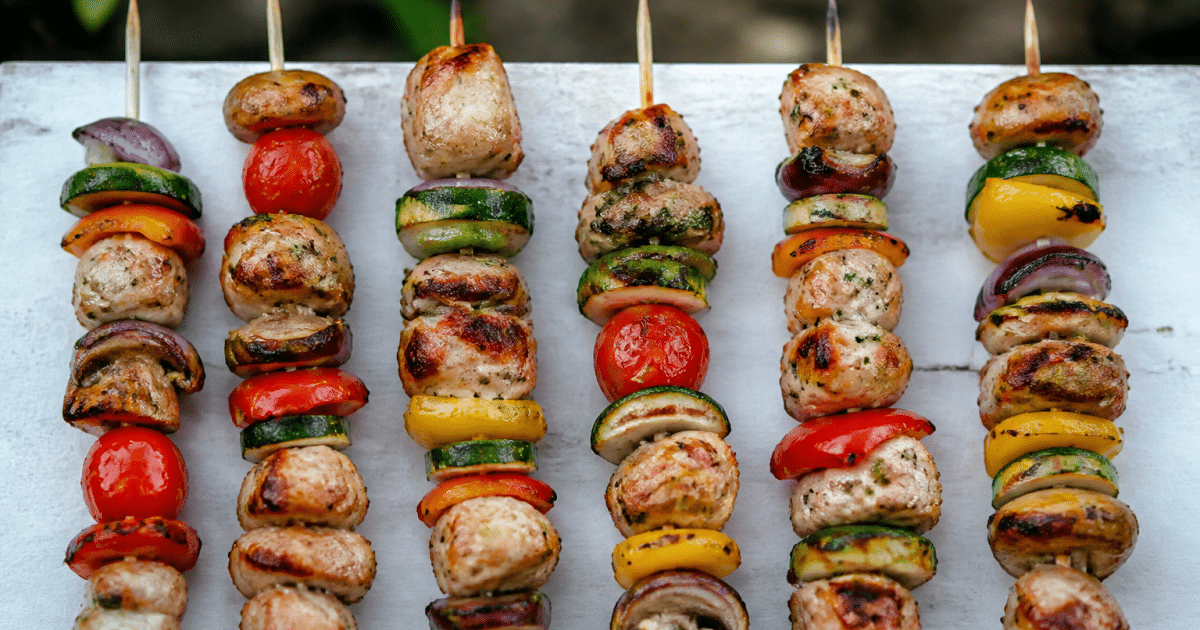 Brochettes colorées disposees verticalement sur planche blanche